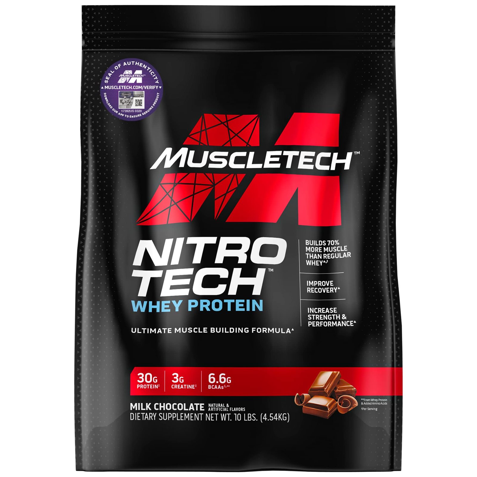 Muscletech NitroTech Whey Protein 10lb milk chocalate