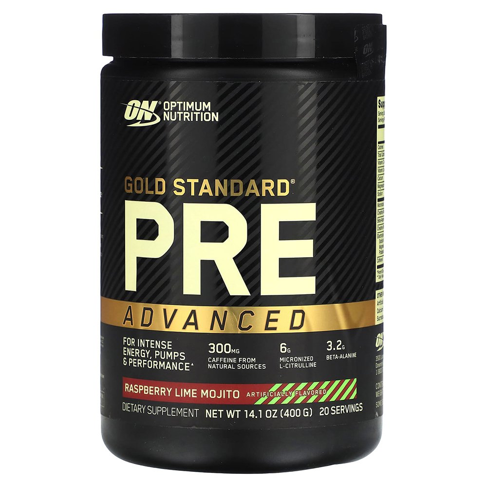 Optimum Nutrition Gold Standard Pre Advanced, Raspberry Lime Mojito, 20